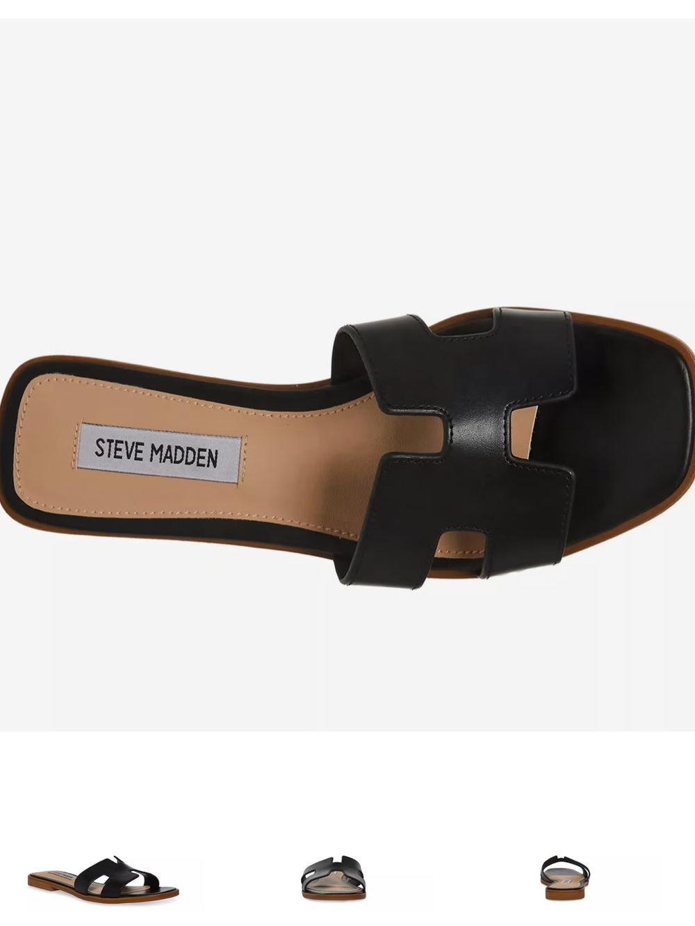 Steve Madden Black Sandal Slides with Tan Insole sz 6